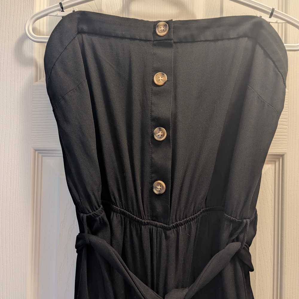 Dynamite Black Strapless Jump Suit with Button Detail